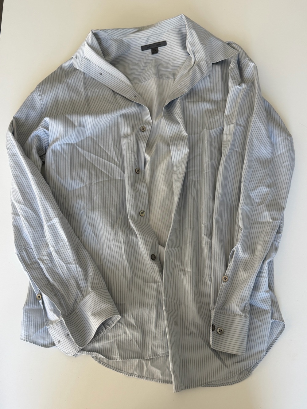 John Varvatos Light Blue and White Pinstripe Dress Shirt